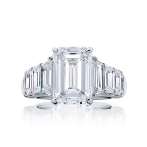 6.01 Ct Emerald Cut Diamond Ring in Platinum