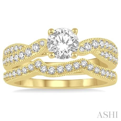 Round Shape Diamond Wedding Set - Image 2