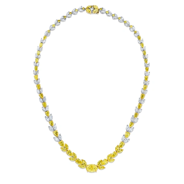 Floral Fancy Yellow & White Diamond Necklace