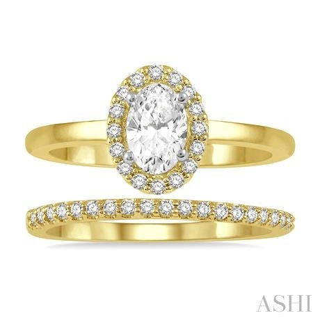 Oval Shape Halo Diamond Wedding Set - Image 2