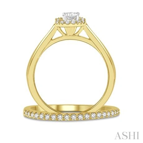 Emerald Shape Halo Diamond Wedding Set - Image 3