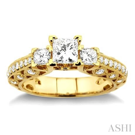 Princess Shape Past Present & Future Diamond Engagement Ring - Image 2