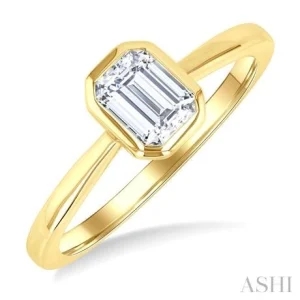 Pie Cut Emerald Diamond Solitaire Ring