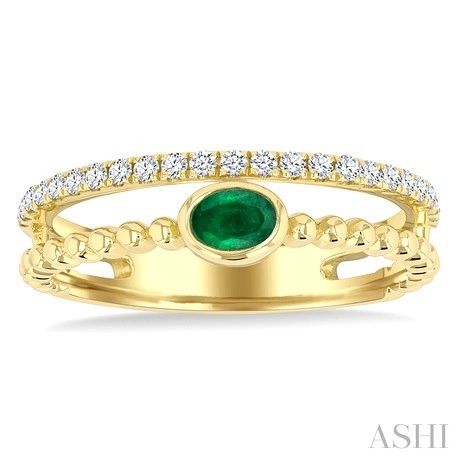 Bead Oval Shape East-West Gemstone & Diamond Ring - Image 2