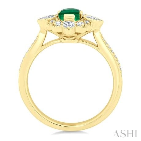 Emerald Shape Art Deco Gemstone & Diamond Fashion Ring - Image 4