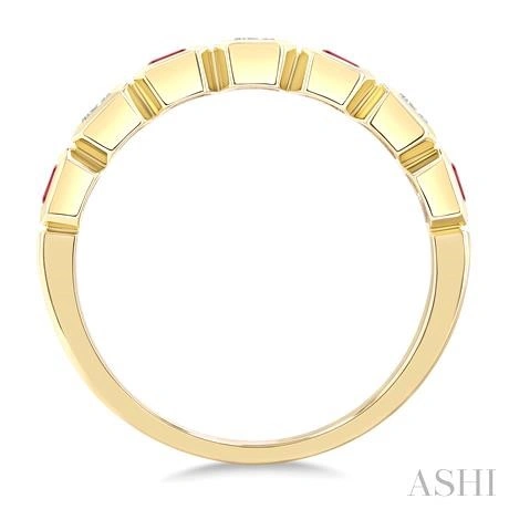 7 Alternate Emerald Shape Gemstone & Diamond Fashion Band - Image 3
