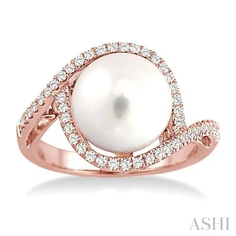 Pearl & Halo Diamond Ring - Image 2