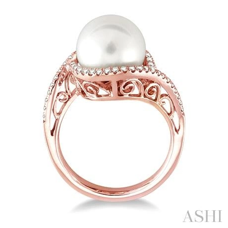 Pearl & Halo Diamond Ring - Image 3