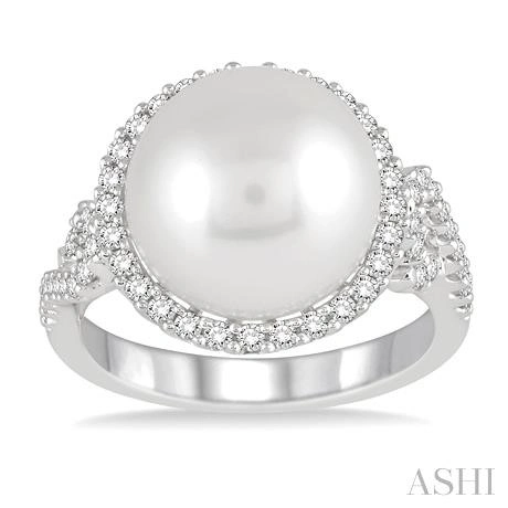 Pearl & Halo Diamond Ring - Image 2