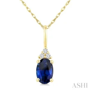 Oval Shape Gemstone & Diamond Pendant