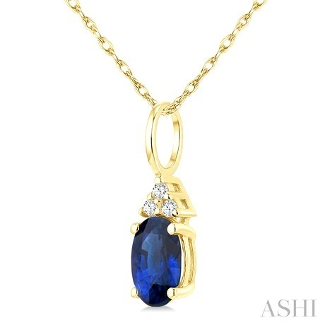 Oval Shape Gemstone & Diamond Pendant - Image 2