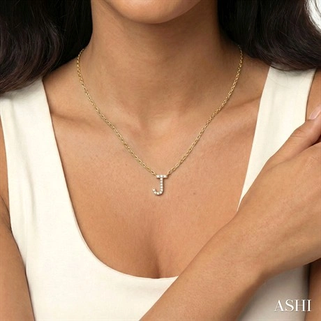 Block 'J' Initial Diamond Pendant - Image 5