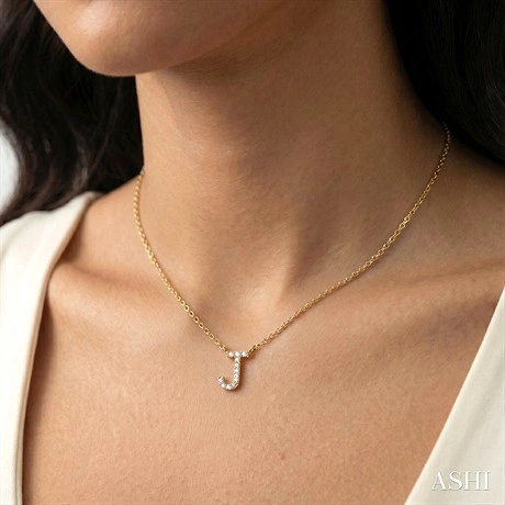 Block 'J' Initial Diamond Pendant - Image 6
