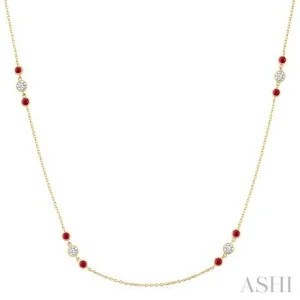 Gemstone & Diamond Station Necklace