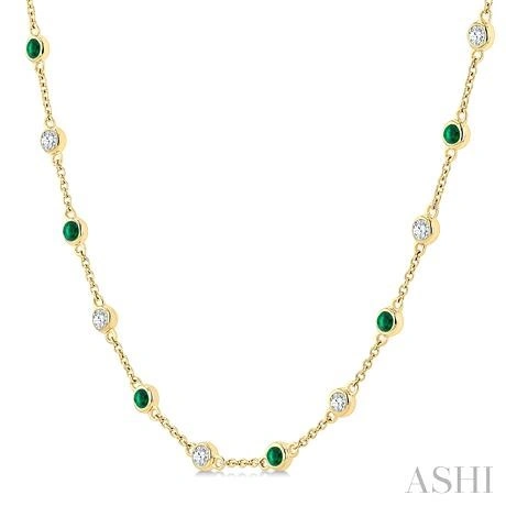 Gemstone & Diamond Station Necklace - Image 2