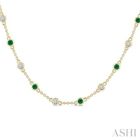 Gemstone & Diamond Station Necklace - Image 3