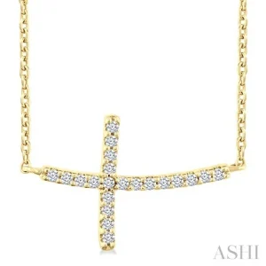 Sideway Cross Petite Diamond Fashion Pendant