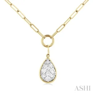 Pear Shape Lovebright Bezel Paperclip Necklace