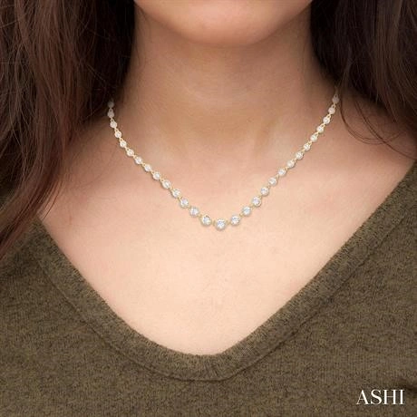 Halfway Graduated Bezel Set Diamond Tennis Necklace - Image 2