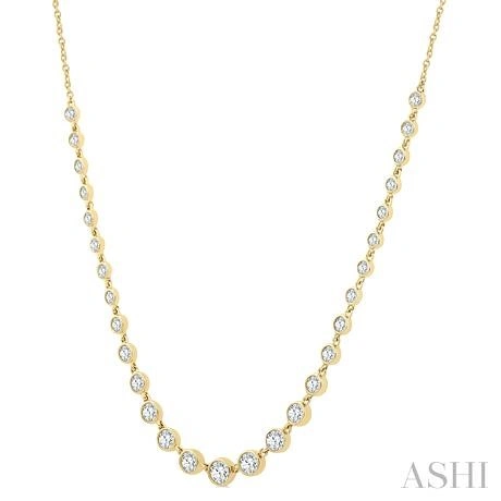 Halfway Graduated Bezel Set Diamond Tennis Necklace - Image 3