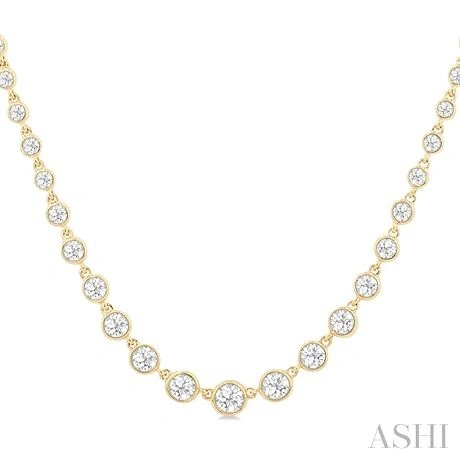 Halfway Graduated Bezel Set Diamond Tennis Necklace - Image 4