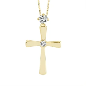 Diamond Cross Pendant 0.105 ct tw 10k Yellow Gold