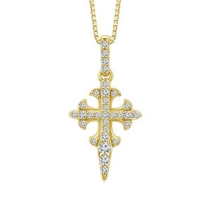 Diamond Cross Pendant 0.17 ct tw 10k Yellow Gold