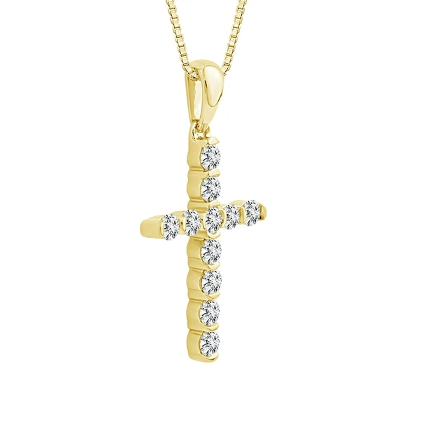 Diamond Cross Pendant 0.40 ct tw 10k Yellow Gold - Image 2