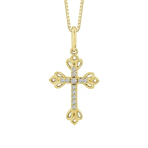 Diamond Cross Pendant 0.08 ct tw 10k Yellow Gold